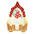 Salona Home Pure Marble Thakur Ji Singhasan with Cute Laddu Gopal Idol, Mini Temple for Home, Pooja Room Stand (6.5 x 4 x 3.5 inch, Multicolor)