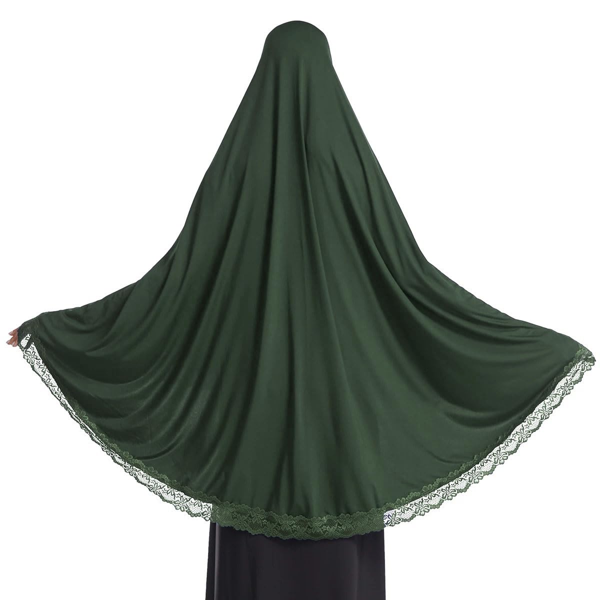 ICW Women Stretchable Jersey Jilbab Cum Prayer khimar Hijab (Free Size) 42 Inch (Olive Green)