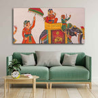 VIBECRAFTS Canvas Paintings for Living Room Drawing Room Traditional Indian Miniature Art Canvas Wall Painting Fitted With Wooden Frame for Home | Office | Gift (PTVCH_2434)