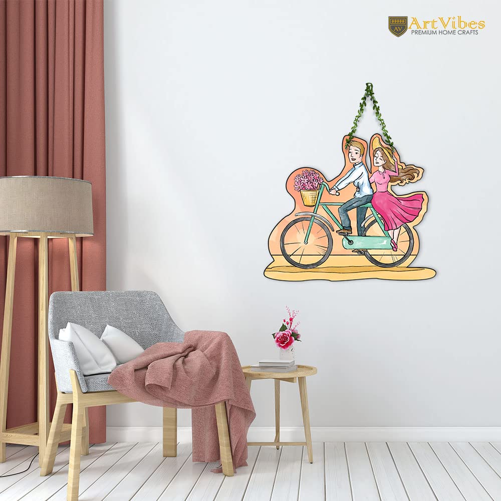 Artvibes Couple Wooden Wall Hanging for Decoration | Valentine Gift for Partner | Gift Items For Girlfriend Boyfriend Husband Wife | Wall Illustrations | Unique Gift Items | Wall Accent (WH_8304N)