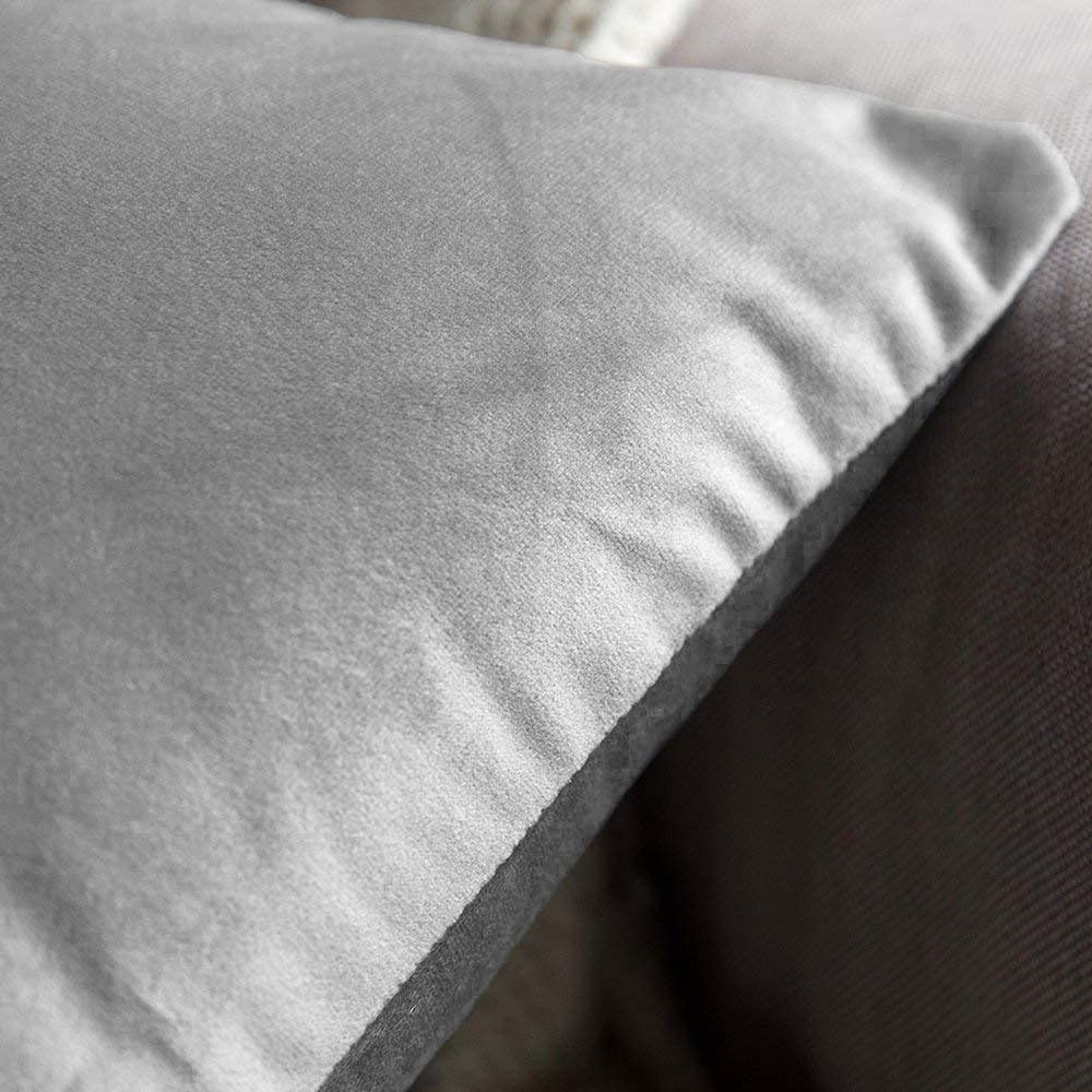 Khooti Velvet Cushion Cover, 22x22 | Light Grey | Pack of 3 | Solid Plain Soft & Smooth, Decorative Cushion Covers for Living Room, Bedroom, Couches, Chairs, Sofas, Beds & Home Decor