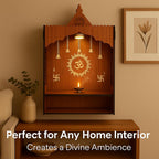 HomeTrikka™ Shubh Kripa Wooden Slider Temple | Elegant Medium Wall-Mounted Pooja Mandir with Storage & LED Light | Lightweight Pooja Stand for Home & Office | Size H-19.5 x L-12.3 x W-7 Inch
