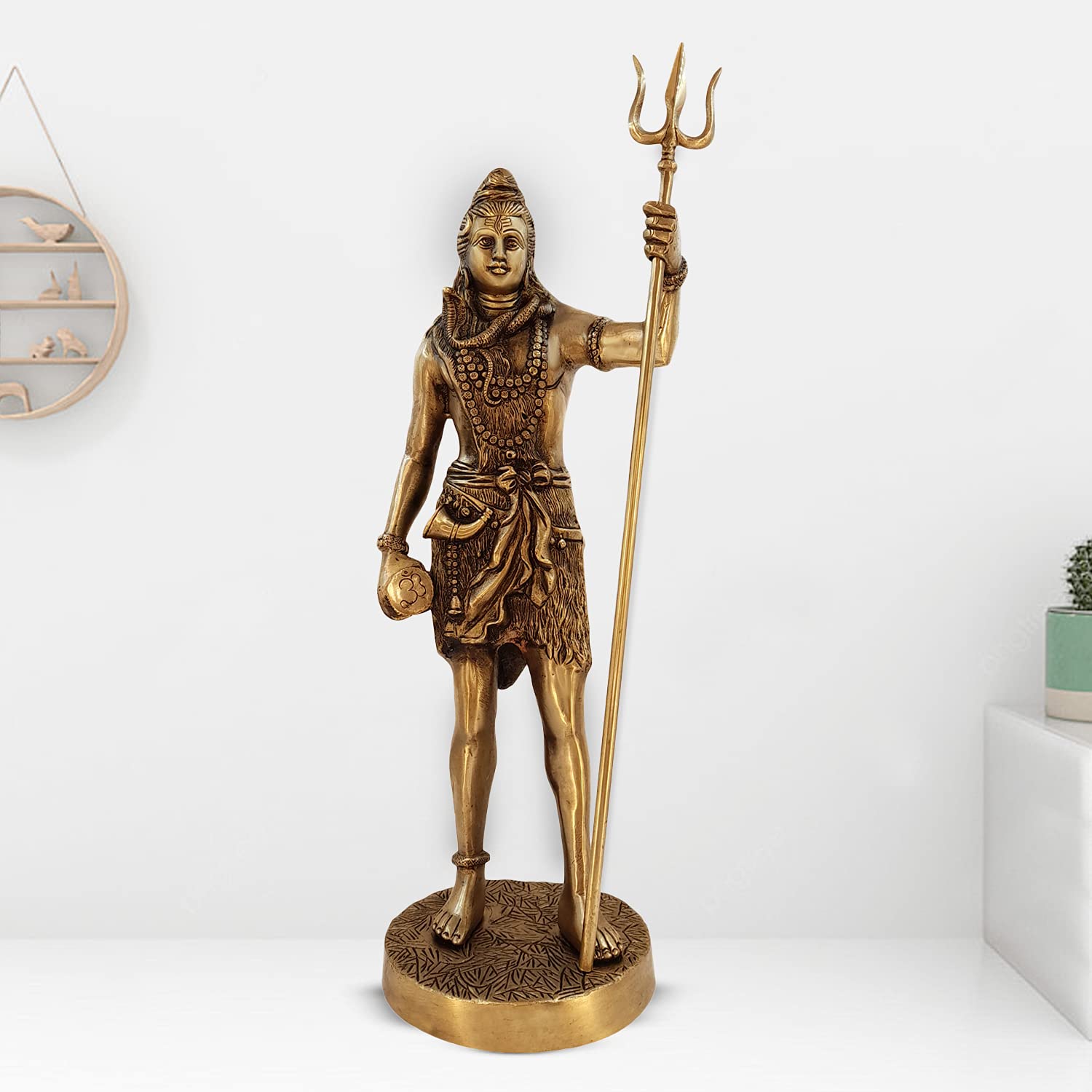 ARTVARKO 18 Inch Big Brass God Shiva Shankar Bhagwan Standing Shiv Idol Sculpture Statue Murti Puja Room, Temple