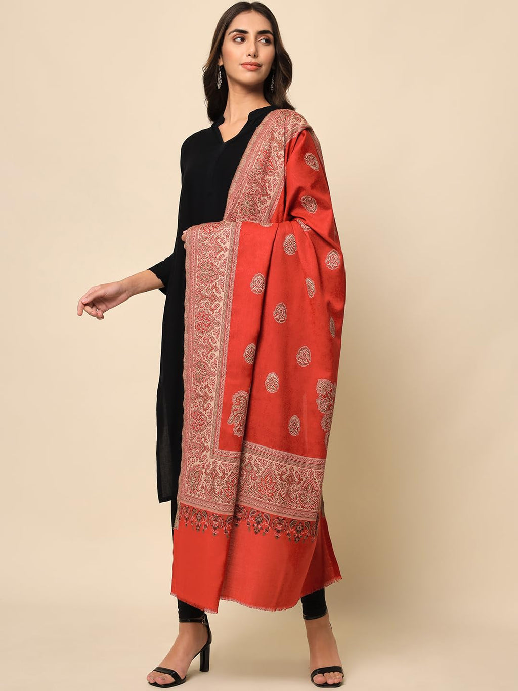 Pashmoda Women Noorani Woven Design Jamawar Shawl (Size 101X203 CM)