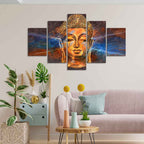 VIBECRAFTS Gautam Buddha Head Canvas Wall Painting of Five Pieces For Home|Office|Living Room|Gift (PTVC5Pcs1_5524)