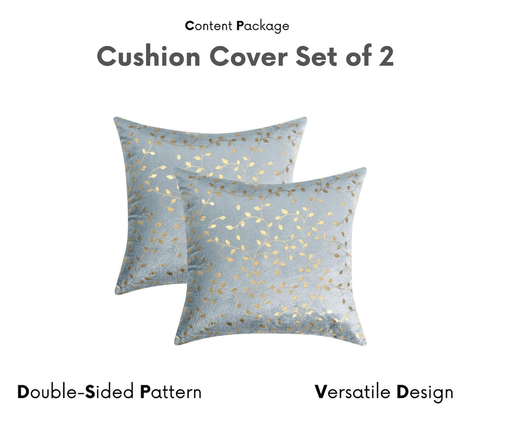 RD TREND Velvet Cushion Covers, 45 x 45 cm/18 x 18 inches,Pack of 2,250 TC, Back Zipper (Grey)