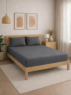 THE HOME STYLE Solid Cotton Feel Pillow Covers (18 x 28 inches, Set of 2 Pcs) | 300 TC | Super Soft & Smooth (Ash Grey)