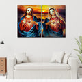 VIBECRAFTS Mother Mary And Jesus 2 Pieces Canvas Wall Painting Fitted With Wooden Frame For Home | Office | Living Room | Gifts(PTVC2Pcs1_17508)