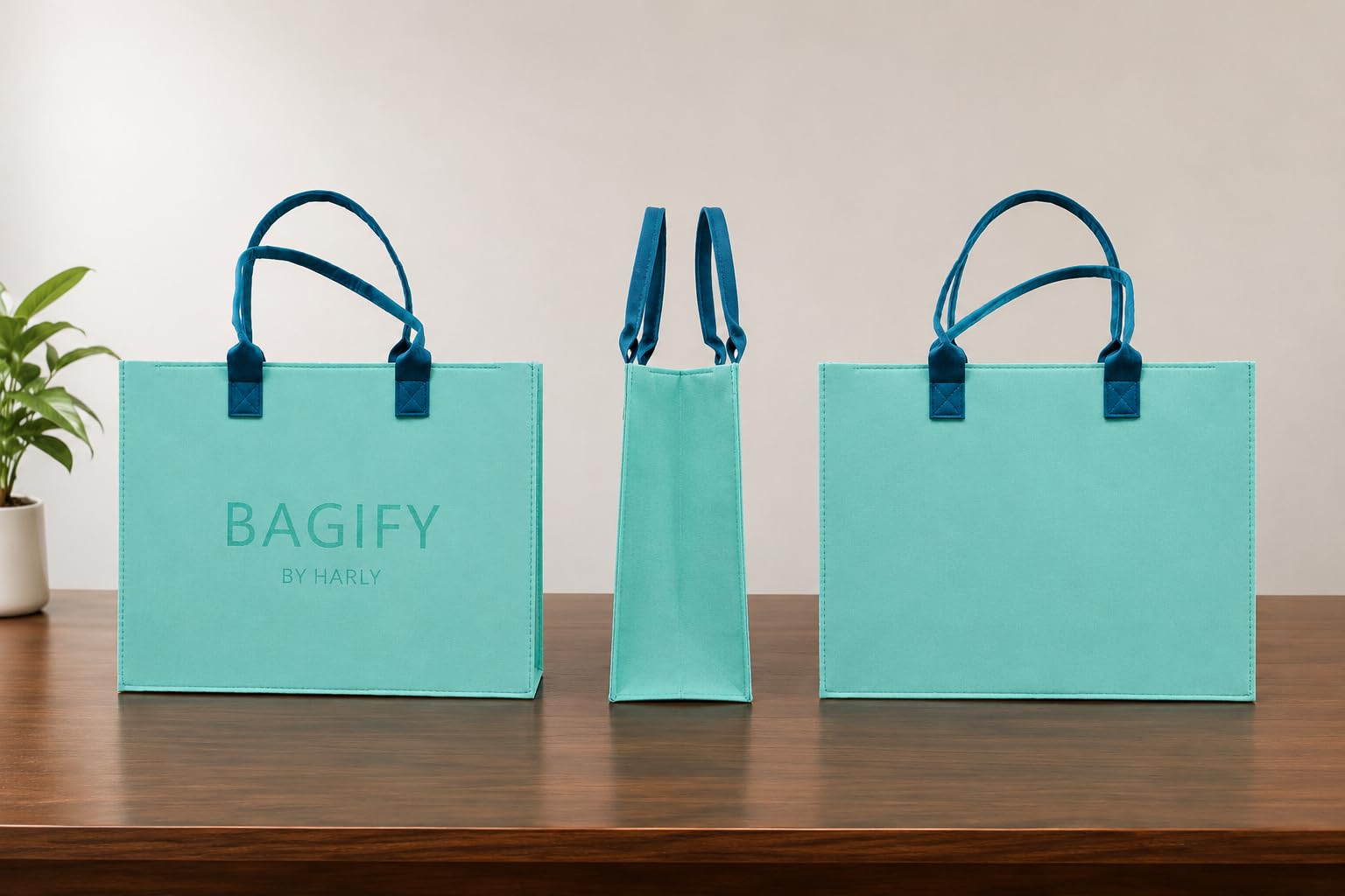 SAVNKITA BAGIFY by Harly Reusable Non-Woven Shopping Tote Bag with Durable Handles | Eco-Friendly Gift & Retail Carry Bag | Mint Green