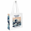 ECOEK Artsy Poly Canvas Tote Bag for Women | Zipper Closure, Bottle Holder & Keychain Hook | Premium Poly Canvas Bag for Travel College, Office | Reusable Shopping Tote Bag Gift(Hokusai Kanagawa)