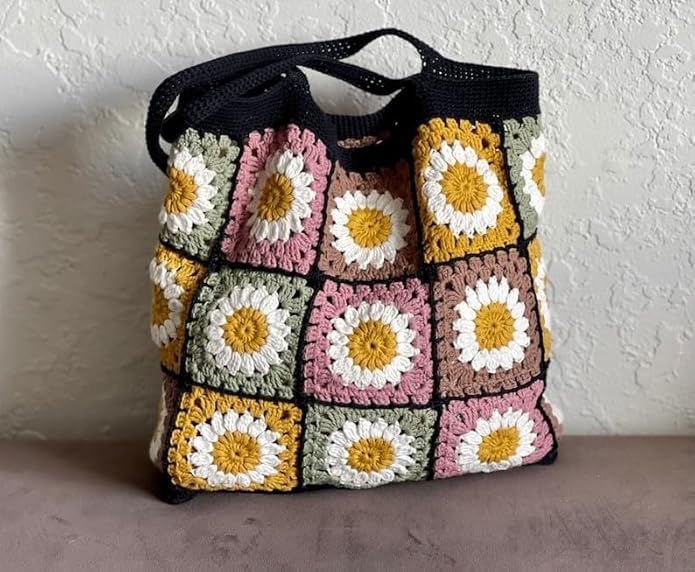 M/S DIGITAL HANDICRAFT Crochet Tote Bag Modern Handbag Cotton Handmade bag Shoulder bag Reusable Bag Market Bag Crochet beach bag Beautiful Pack of 1