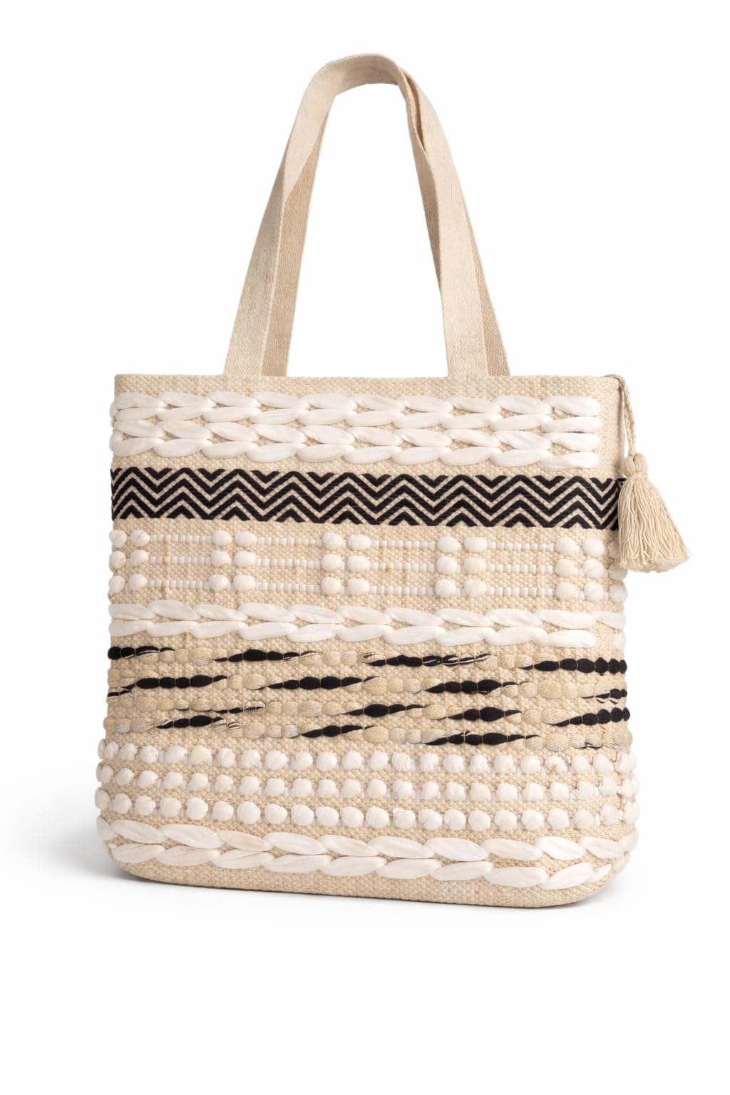 OLL OO LA LA BEAUTY Tote bags | Boho Woven Tote Bag for Women | Cotton Macrame Shoulder Bag with Fringe & Tassel | Boho Tote bag for Beach, Casual & Travel Handbag, Braided style