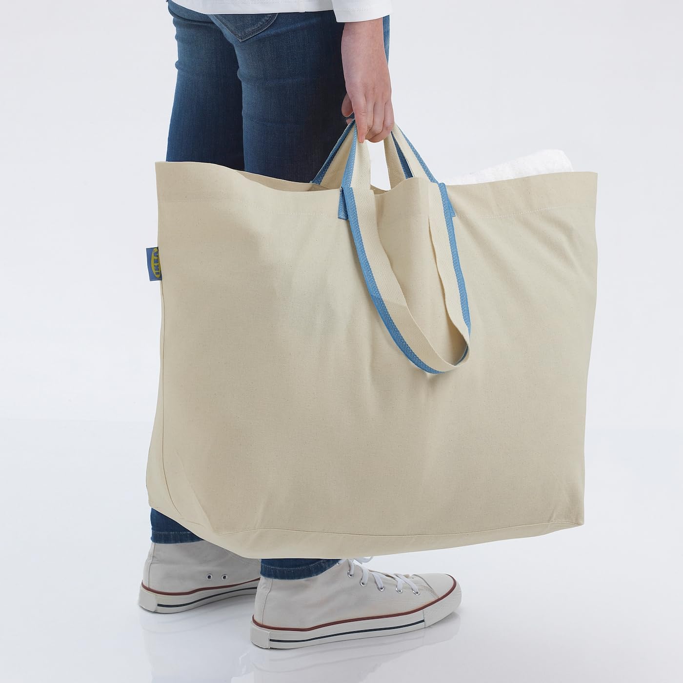BS Case Ikeaa SPIKRAK Cotton Carrier Bag, 50L (13 Gallon), Washable, Natural