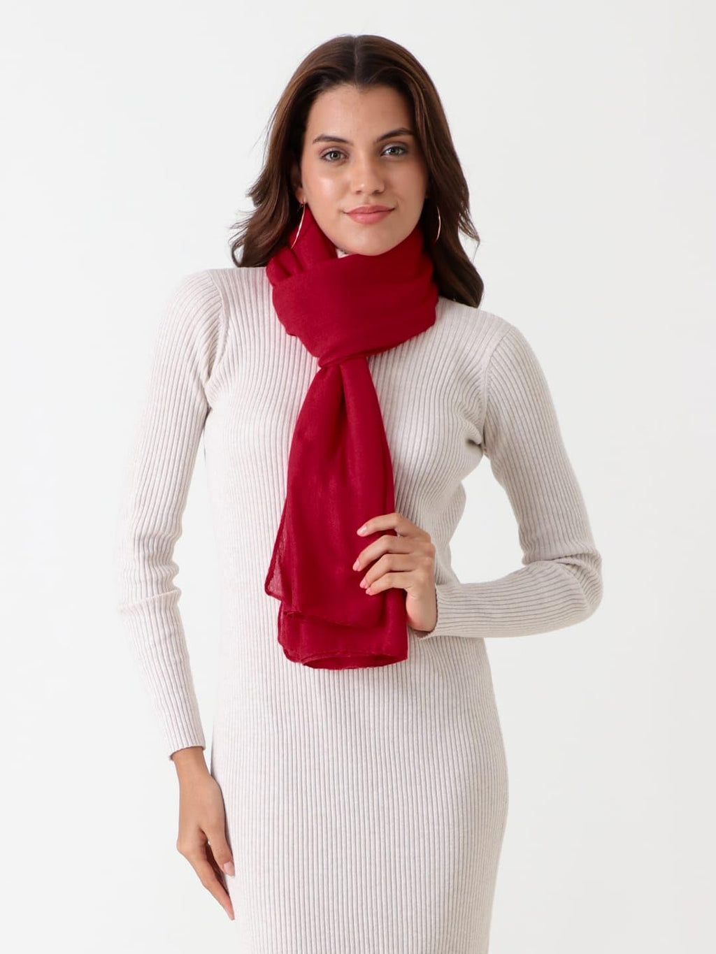 Beau Design Scarf, Lightweight Shawl Wrap for Women, Multiple Colours Available (Red)