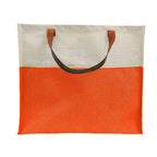 JUTEKA Stylish, Orange,Durable, Multipurpose Hand Bag for Lunch, Shopping, Eco Friendly Jute Bag with Leather Handles…