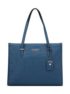 Guess Navy Textured Zipper Finneas Carryall Tote Bag