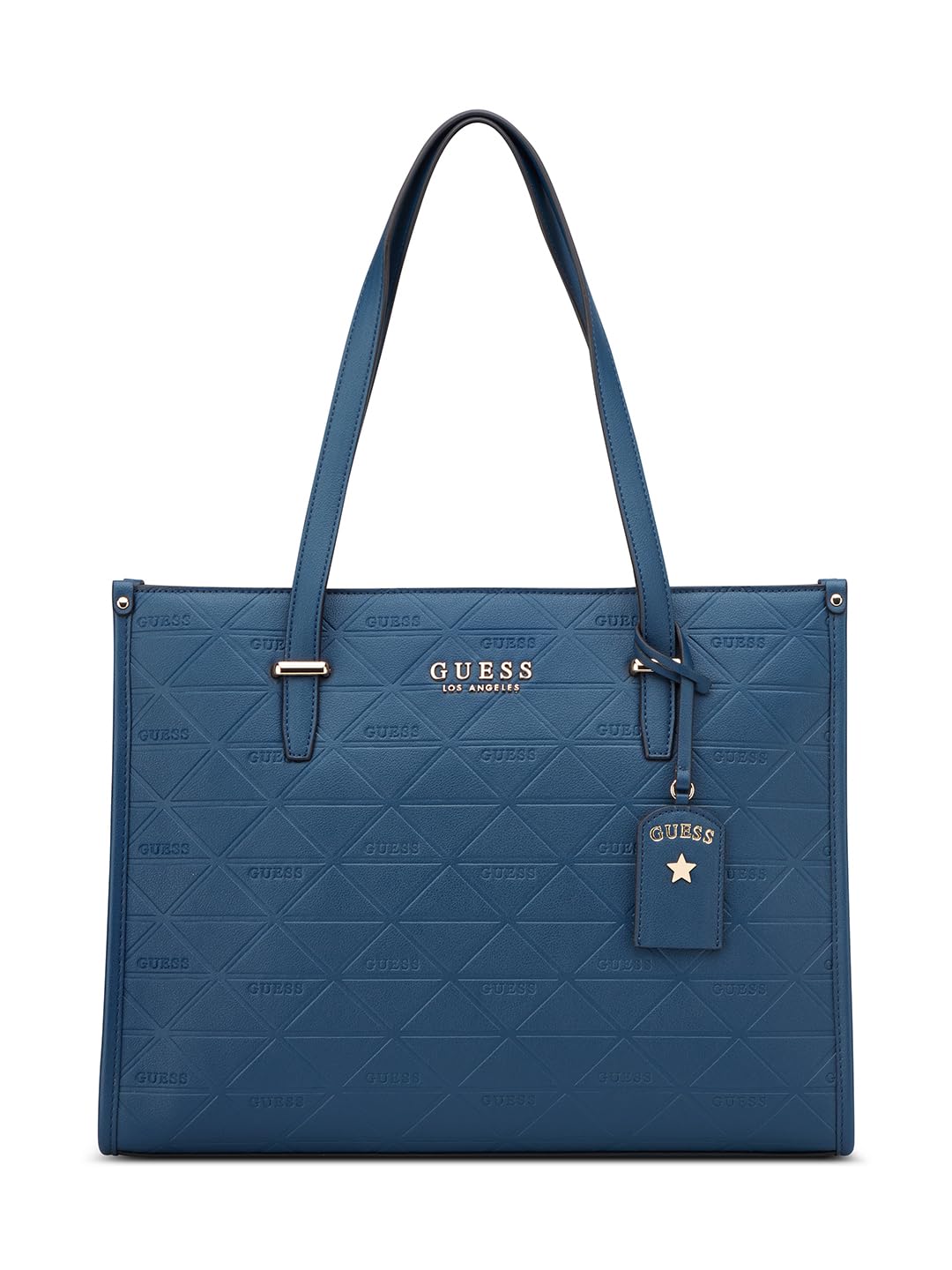 Guess Navy Textured Zipper Finneas Carryall Tote Bag