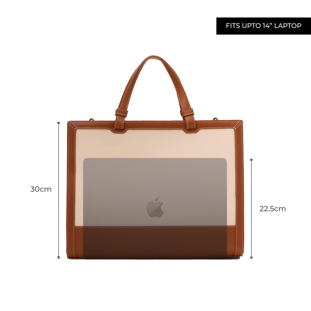 Miraggio Rebecca Tote Bag | Fits Upto 14 Inches Laptop With Adjustable & Detachable Strap | Office Tote Bag For Women Big Totes For Work & Travel (Ivory)