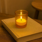 Pure Source India Votive Glass– Pack of 6 | Decorative Tealight Holders with One Tea Light Candles for Home Décor, Diwali Decoration, Weeding Decor & Festive Lighting (Yellow)