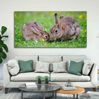 VIBECRAFTS Canvas Paintings for Living Room Drawing Room Baby Bunnies In Garden Canvas Wall Painting Wall Painting Fitted with Wooden Frame for Home | Office | Gift (PTVCH_2316)