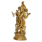 ARTVARKO Large Brass Idol Murti Lord Krishna Metal Statue with Flute Home Decor for Living Room Pooja Gift Height 12 Inch