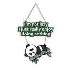 Artvibes Lazy Panda Decorative MDF Wooden Art for Home | Quotes Decor Item | Craft For Everyone | Printed Wall Decoration | Wall Illustrations | Graphic Art | Unique Gift | Cafe Decor (WH_5701N)