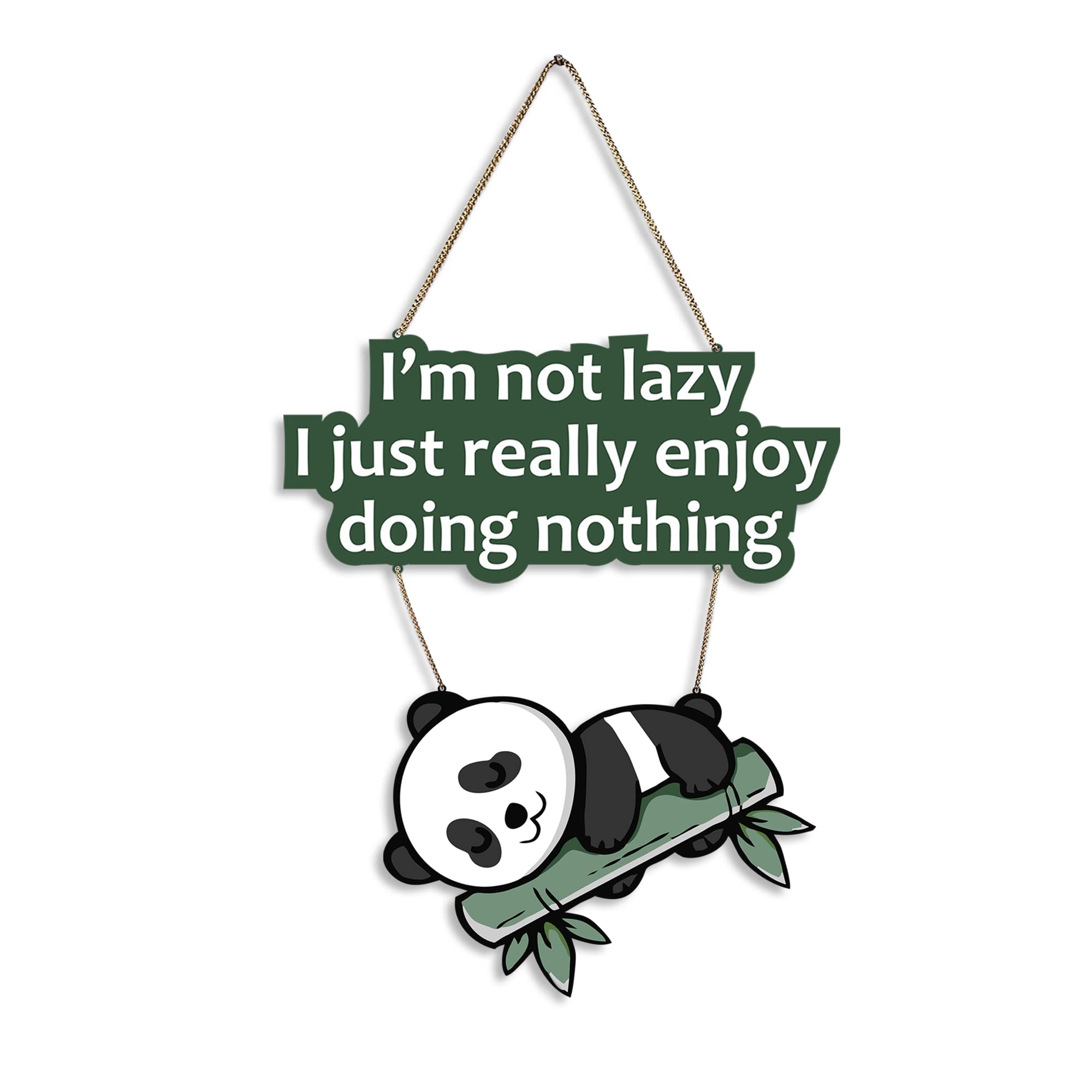 Artvibes Lazy Panda Decorative MDF Wooden Art for Home | Quotes Decor Item | Craft For Everyone | Printed Wall Decoration | Wall Illustrations | Graphic Art | Unique Gift | Cafe Decor (WH_5701N)