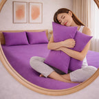 THE HOME STYLE Solid Cotton Feel Pillow Covers (18 x 28 inches, Set of 2 Pcs) | 300 TC | Super Soft & Smooth (Plum)
