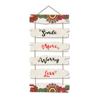 Artvibes Smile More Worry Less Wall Hanging Wooden Art | Quotes Decor Item | Wall Illustrations | Office Wall Decoration Items | Wall Art Print | Inspirational quotes | Gift Items (WH_3237NN)