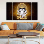 VIBECRAFTS Little Ganesha Premium Wall Painting of Five Pieces For Home|Office|Living Room|Gift (PTVC5Pcs4_8685)
