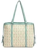 PRIMROSE Chevron Pattern Tote Bag for Women, Black and Beige (Mint & Beige)