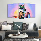 VIBECRAFTS Radha Krishna Canvas Wall Painting Set of Five Panels For Home|Office|Living Room|Gift (PTVC5Pcs2_6574)