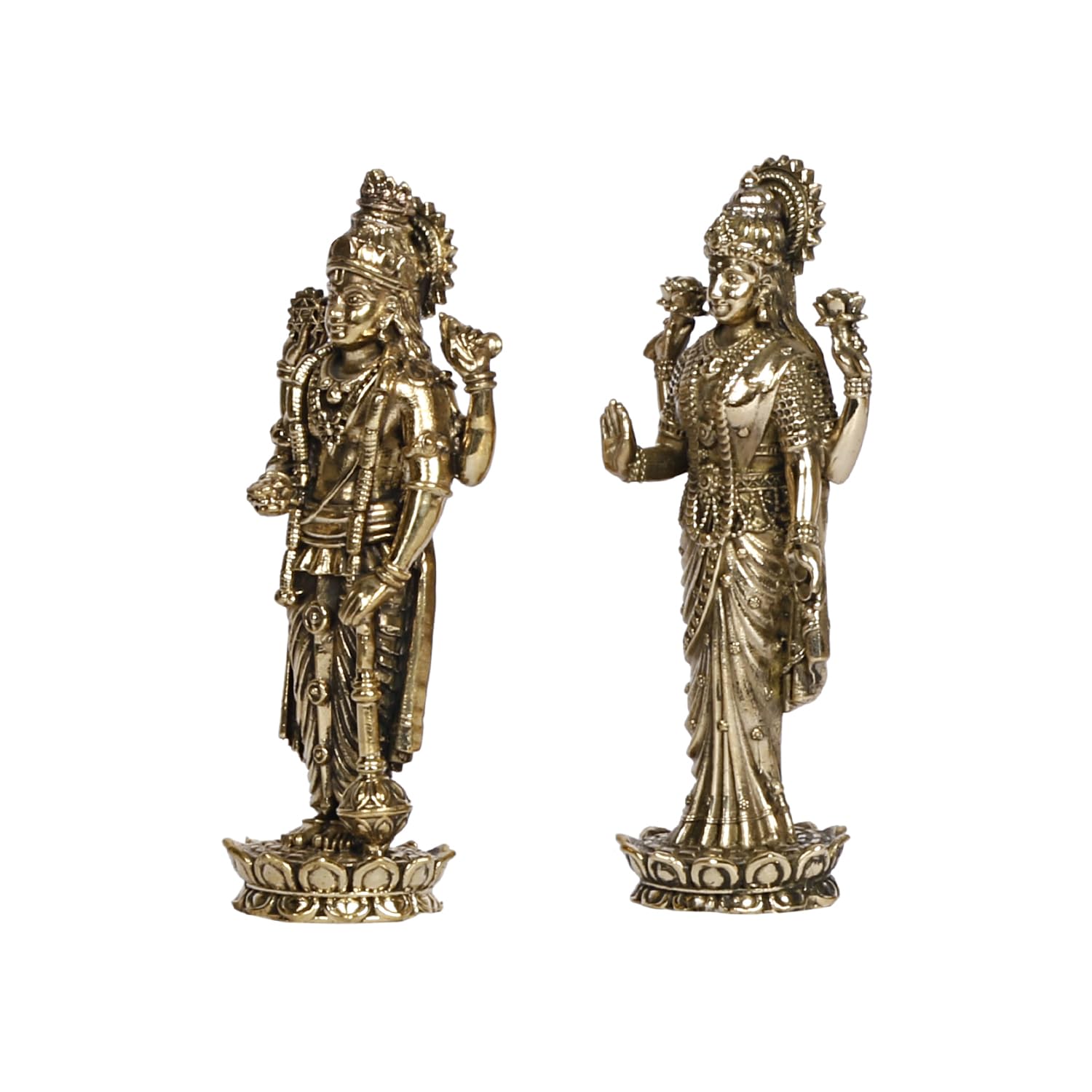 ARTVARKO Brass Vishnu Laxmi Murti Lord Bhagwan Vishnu Narayan Lakshmi Goddess Laxmi Statue Idol Murti (Light Weight Small Size 5x3x9.5 cm)