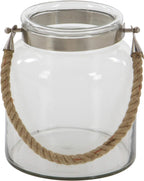 SPHINX Glass Hanging Lantern Candle Holder with Rope | Hurricane Jar for Tealight, LED Lights & Floral Decor | Home & Festive Gifting | 6.3 x 5.3 Inches (1 Pc)