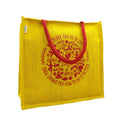 JUTEKA Yoga Print Eco Friendly Jute Bag for Shopping, Lunch, Tiffin, Office, Grocery with Zip Closure and Padded Cotton Handles…