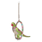 KridayKraft Prince Home Decor & Gifts Hanging Parrot Showpiece – White Metal Decorative Bird with Green Accents & Chain for Home Décor, Balcony (24 x 7.5 x 21 cm, 910 g, 50 cm, Silver)