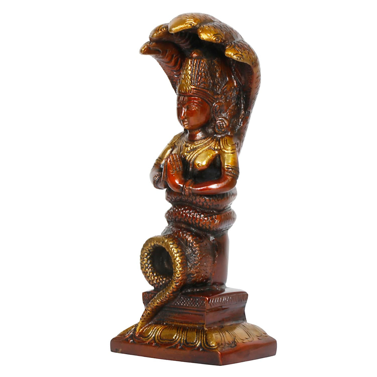 ARTVARKO Brass Snake Nag Kanya Statue Fertility Goddess Mansa Devi Sitting Nag Kanya Idol Patanjali Figurine Puja Home Décor Gift 8 Inch