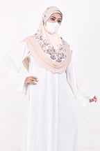 Markaz Hijab Printed Malaysian Instant Hijab for Women | Floral Border Design | Ready to Wear Modest Fashion Headscarf | Elegant Muslimah Style (CREAM, L (30))