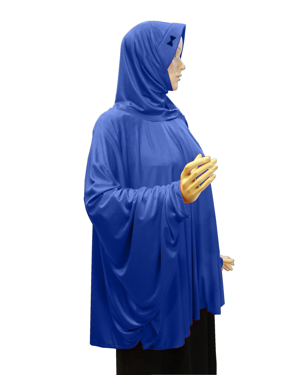 Mehar Hijab's Modest Women's Stylish Instant Sleeve Hijab Solid Polycotton Feel Good Fabric HANANA Sleeve Hijab Free Size (Royal Blue)