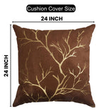 Stuffique Velvet Foil Cushion Covers 24 inch x 24 inch Set of 2, Brown
