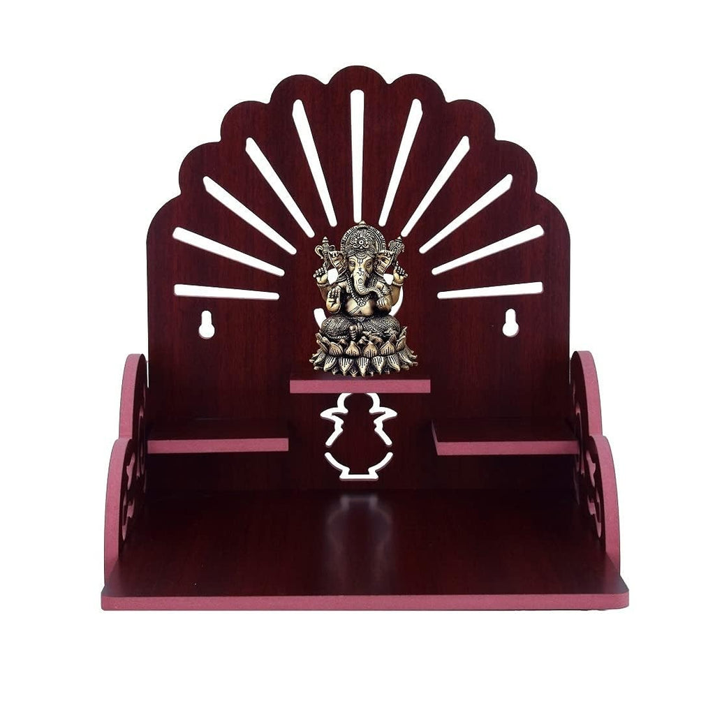 Table Top Home Mandir Temple Home Decor Beautiful Wooden Temple (Maroon)