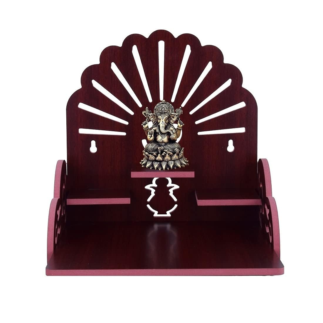 Table Top Home Mandir Temple Home Decor Beautiful Wooden Temple (Maroon)