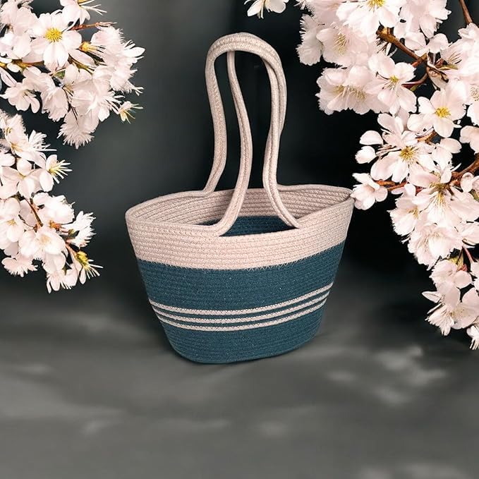 BEAUTIFUL HOMMIES Attractive Hand Bag |large Tote Bag |Summer Bag | Bucket Bag | Basket Bag | Bamboo Tote | Beach Bags for Women|Boho Bag|Handbag |Jute Bag |Handmade Bag (BEIGE/BLACK WITH STYLISH)