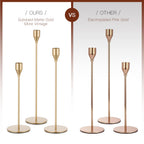 Candeldo Gold Taper Candle Holders: Tall Candlestick Holder for Table Centerpiece Set of 3 Metal Candles Stick Holders Stand Wedding Decor