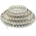 Decorative German Silver Tray Set of 4 Sets Designer Set Trays I Gifting Trays Set [Display for Home Wedding and Festive Decor Size 10 inch 8 inch 6 inch 4 inch. Without Stand Flat Trays.