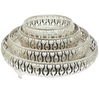 Decorative German Silver Tray Set of 4 Sets Designer Set Trays I Gifting Trays Set [Display for Home Wedding and Festive Decor Size 10 inch 8 inch 6 inch 4 inch. Without Stand Flat Trays.
