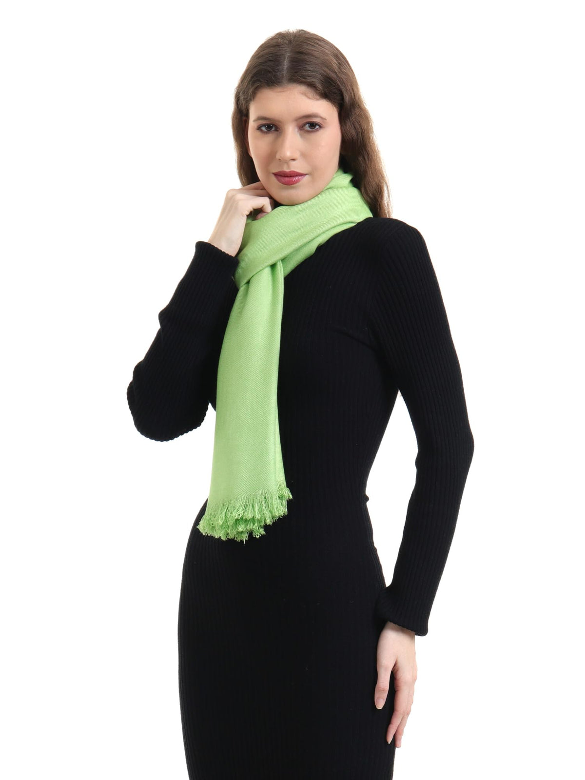 EH Pashmina scarf for women, twill weave, thick, solid color wraps, all weather, large, warm, very soft pashmina feel scarves (LIME GREEN)