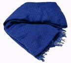 Iba & Isba Women's Plain Crinkled Scarves, Stoles, Hijabs (76 x 36 inch) (Blue)