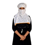 Switchon Pure Cotton Innovative scarf Hijab for Women with closer 3 inch Hook and Loop Tape for size adjustment for 12 yrs and above (White_Multi)