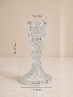 Pillar Crystal Glass Candle Holder of 2 Piece Set